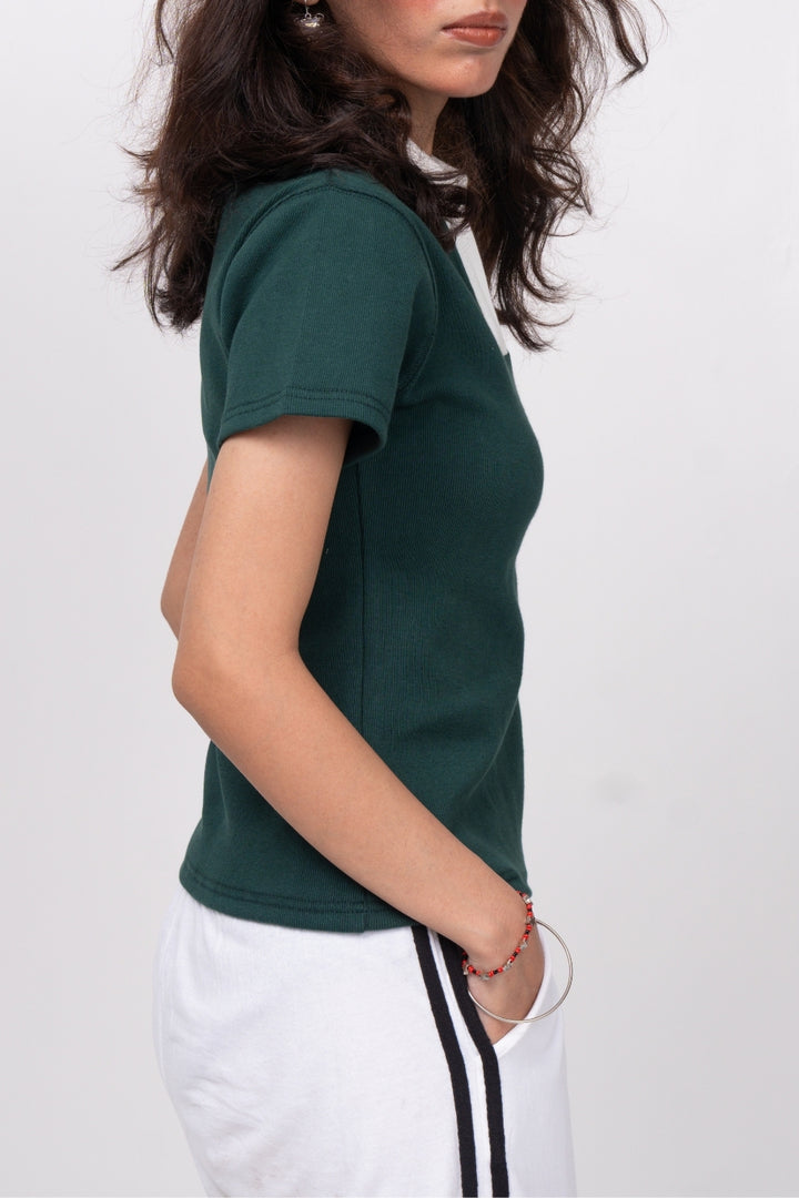 Forest Green Varsity Rib Polo (women)