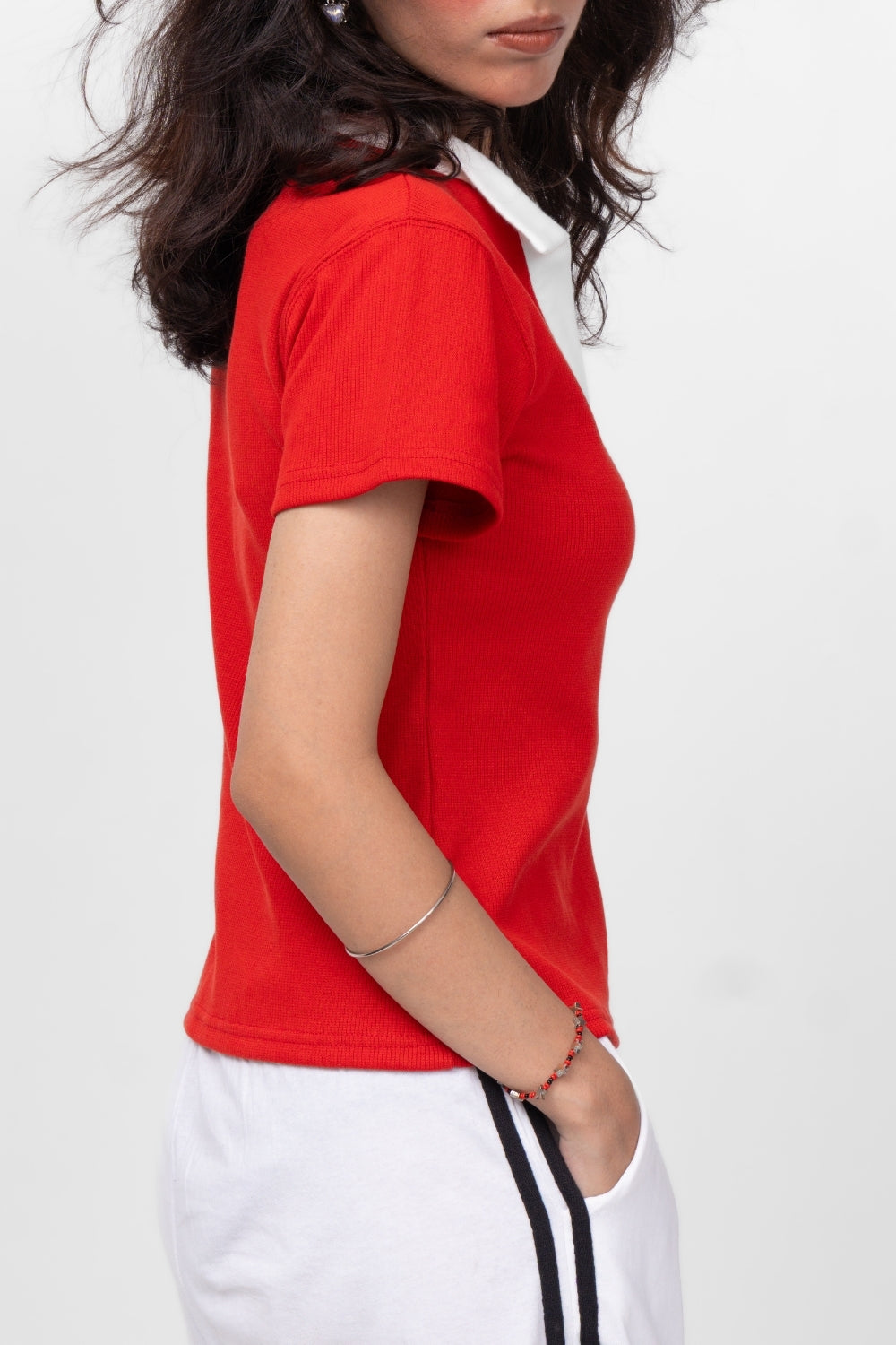 Ruby Red Varsity Rib Polo (women)