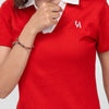 Ruby Red Varsity Rib Polo (women)