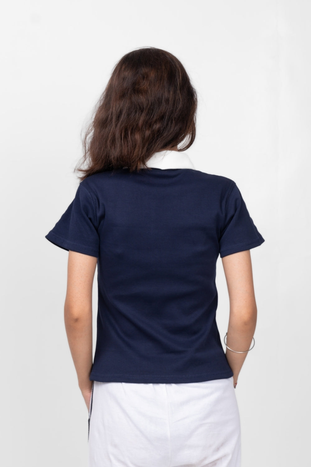 Navy Blue Varsity Rib Polo (women)