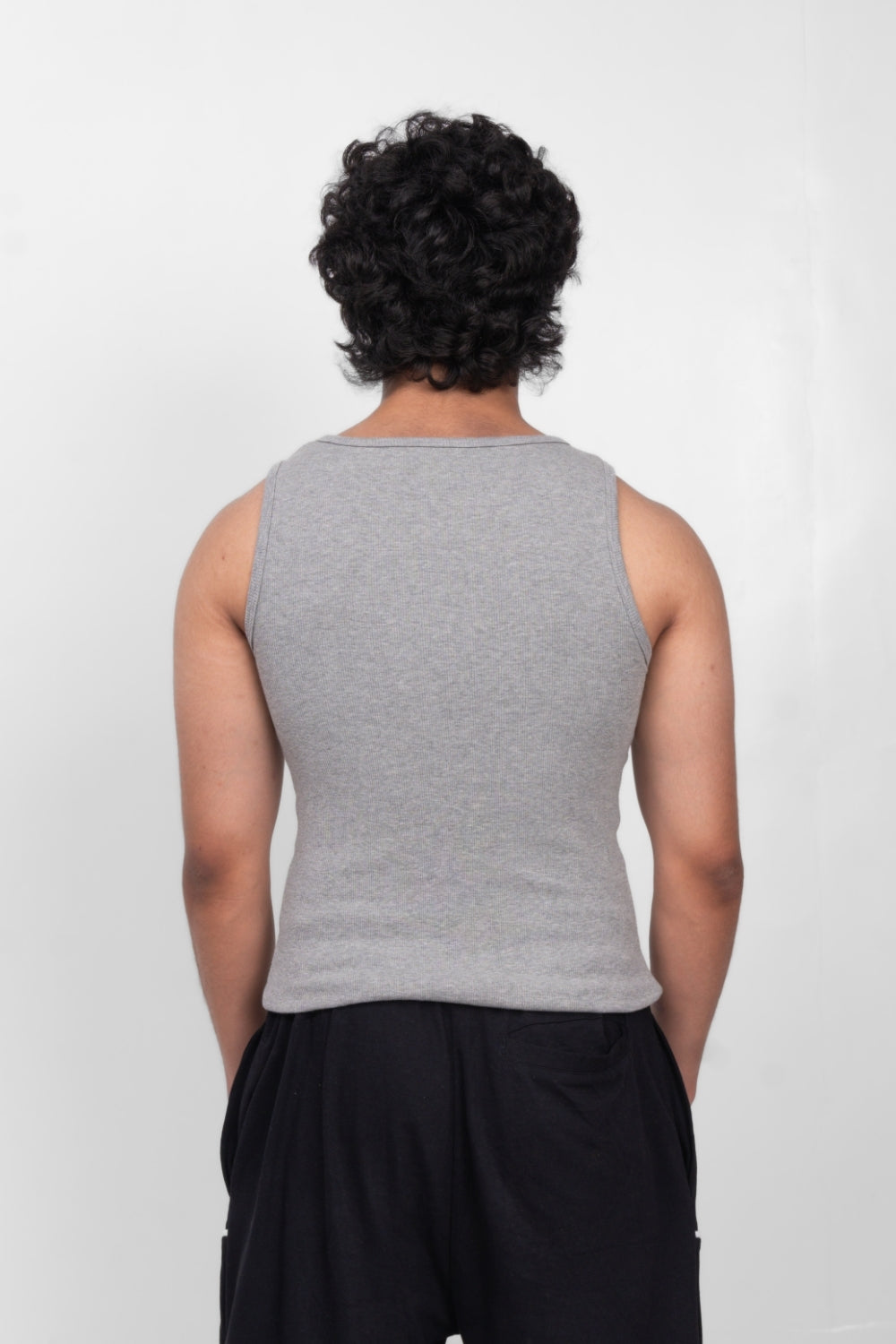 RIBBED TANK - HEATHER GREY