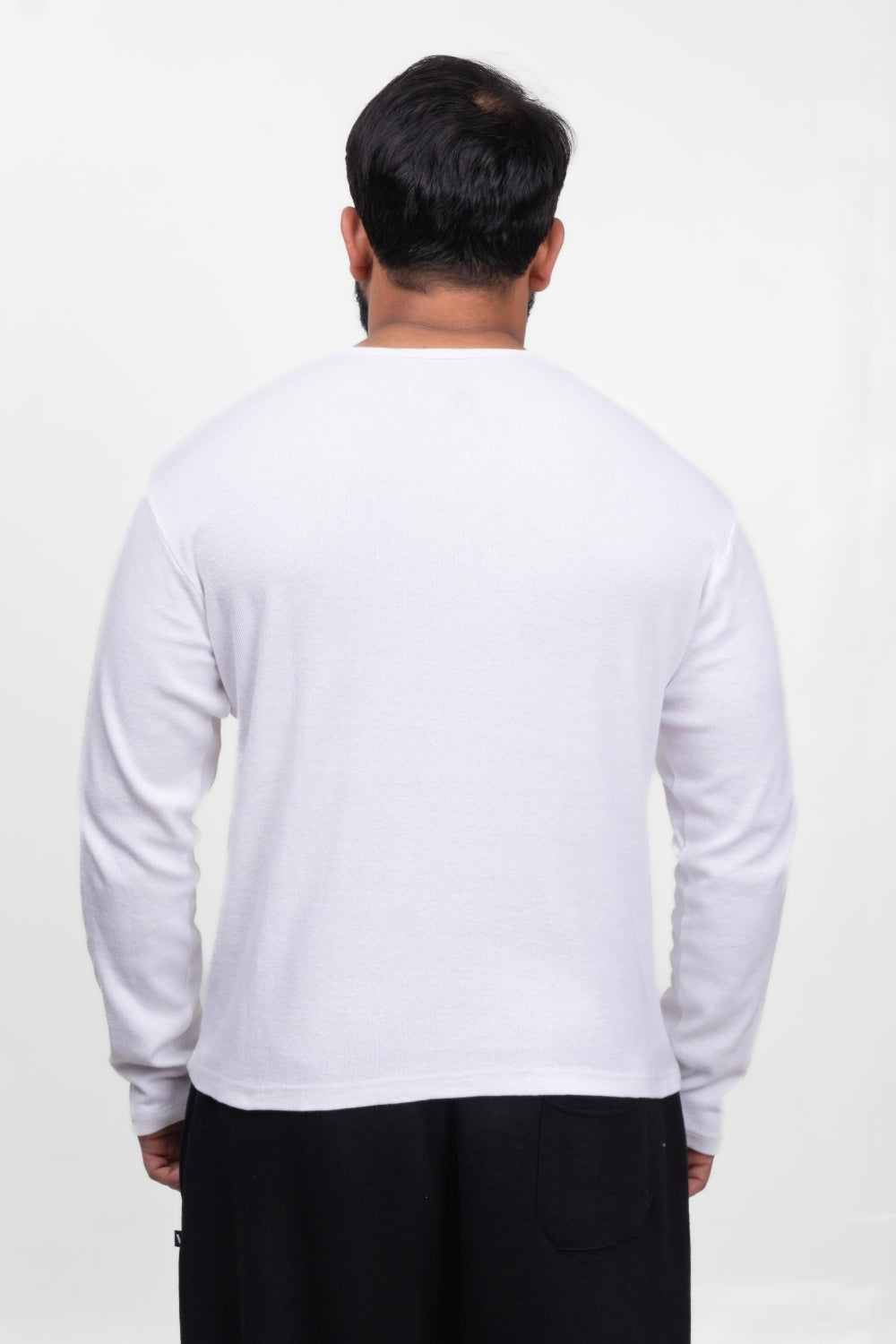 Henley Full Sleeve T-Shirt - White