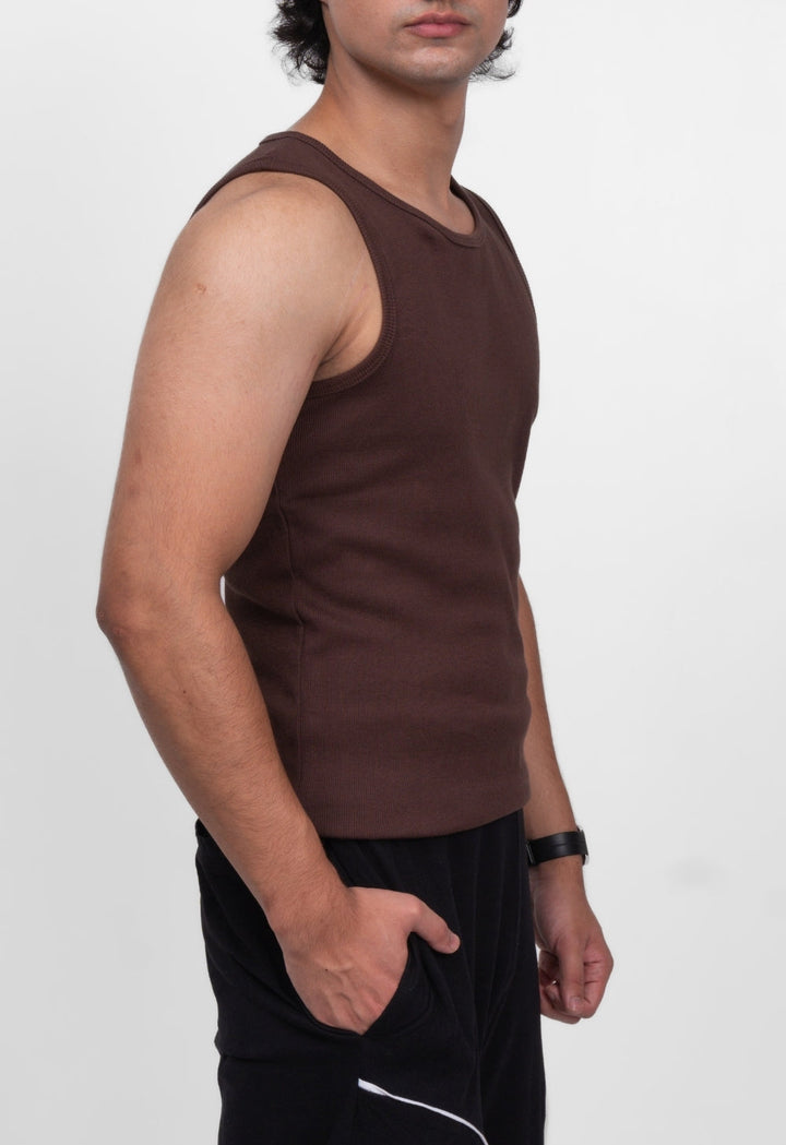RIBBED TANK - BROWN