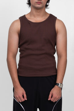 RIBBED TANK - BROWN