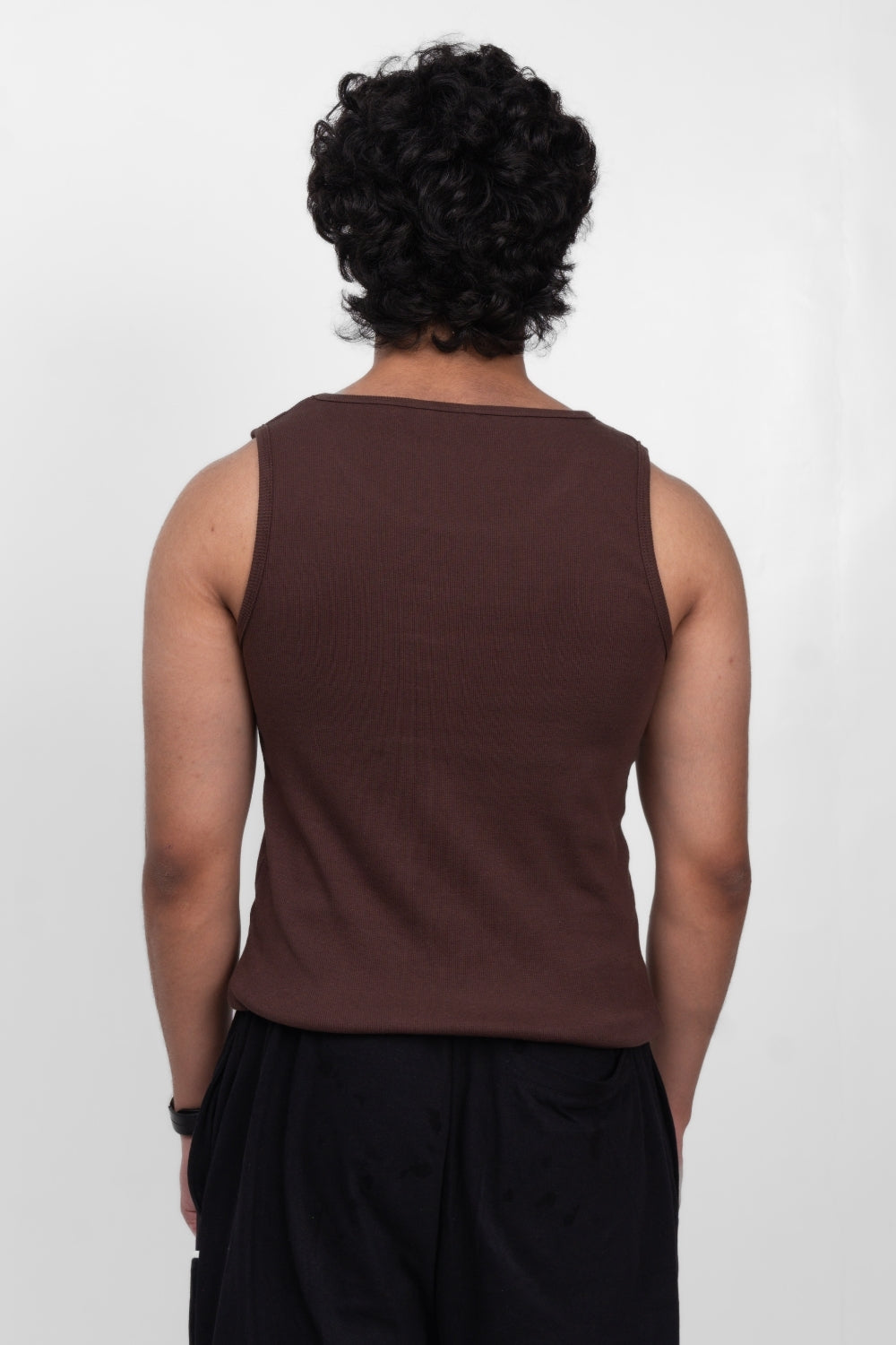 RIBBED TANK - BROWN