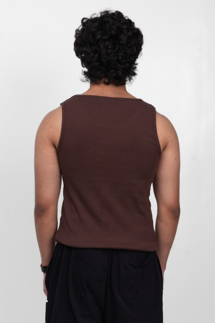 RIBBED TANK - BROWN