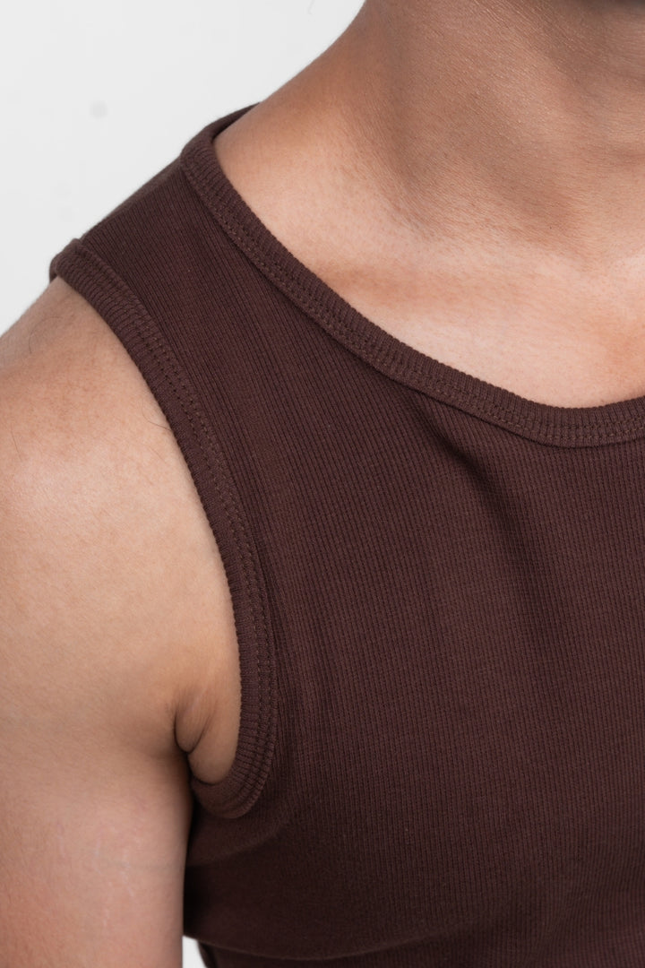 RIBBED TANK - BROWN