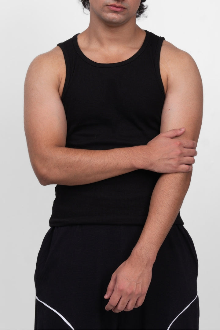 RIBBED TANK - BLACK