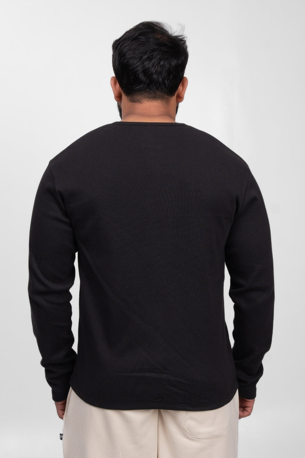 Henley Full Sleeve T-Shirt - Black