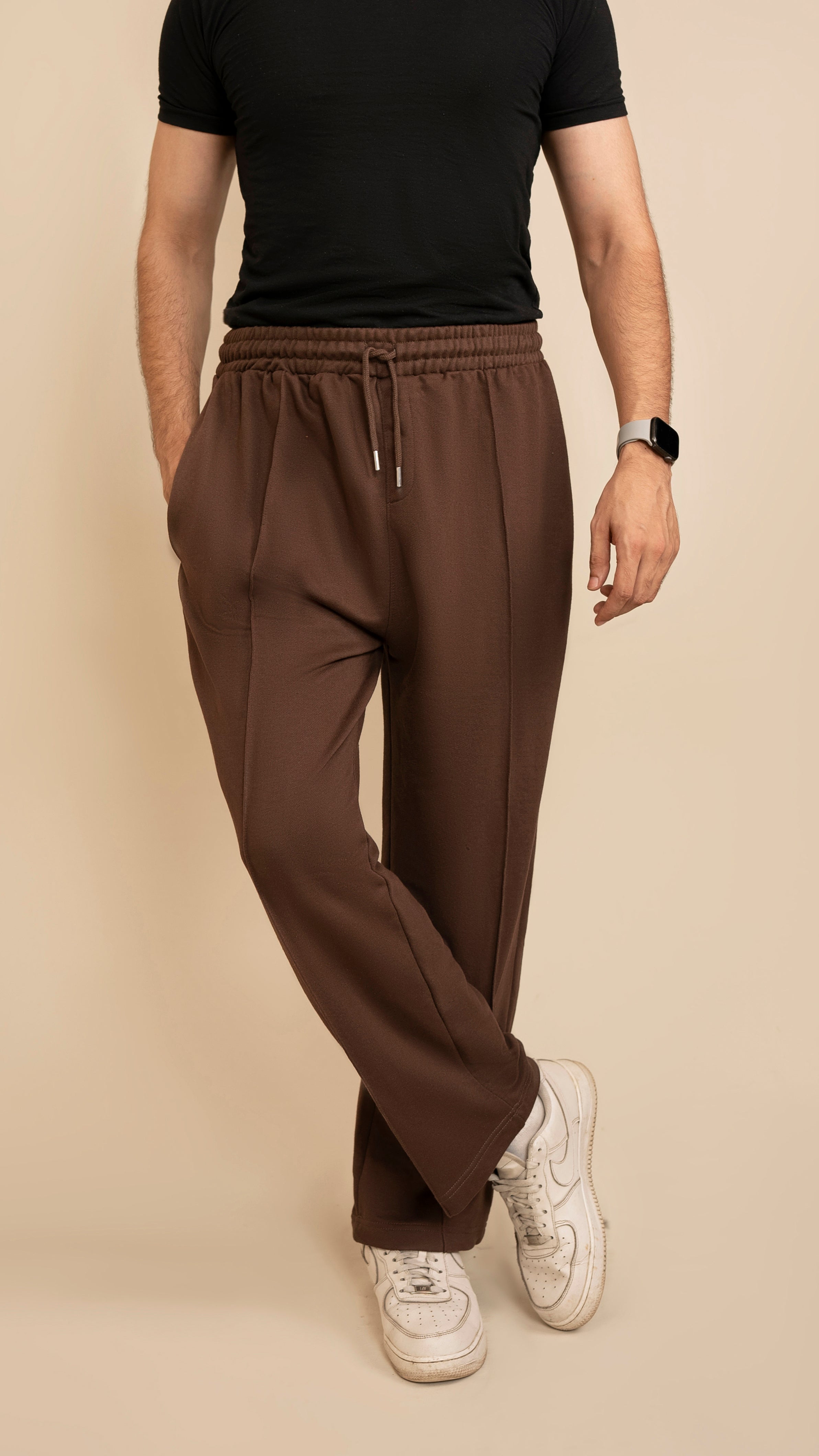 Pure Terry Cotton Premium Trouser ( Mocha Brown ) – LoomiAttire