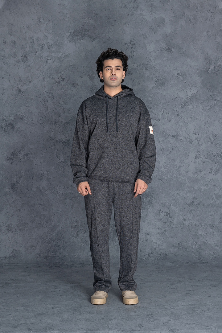 Plain Charcoal Grey Hoodie Male