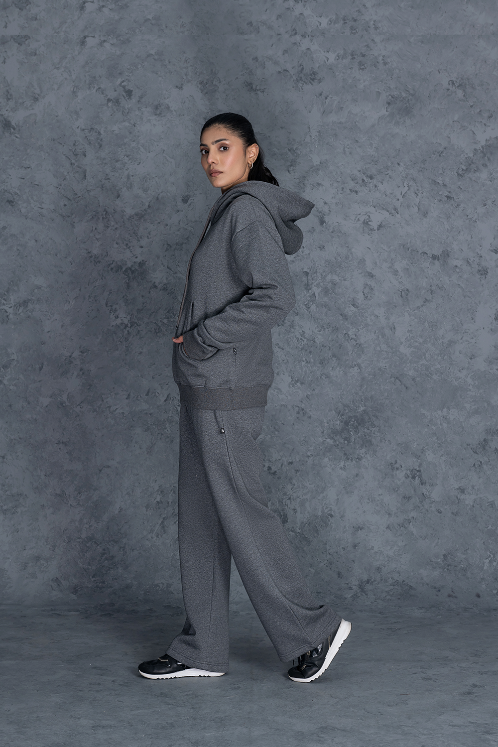 Charcoal Grey Basics Fleece Trousers Female